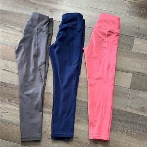 Kids Active Leggings Trio - Gray, Navy, Pink